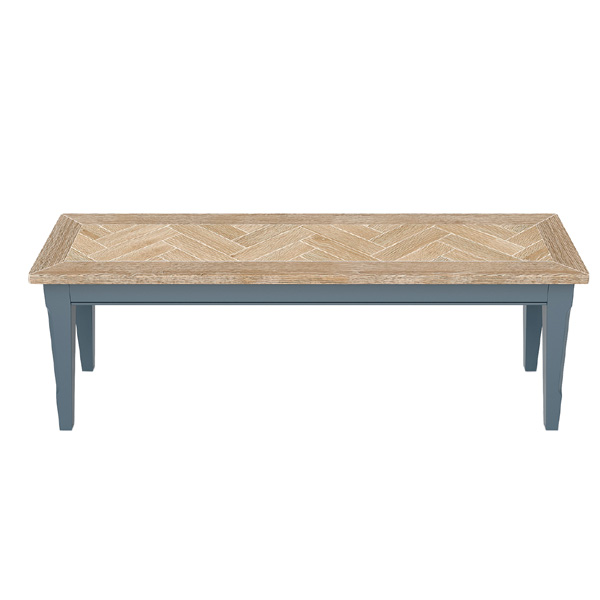 Ransley Oak Parquet Top 150cm Dining Bench - Blue