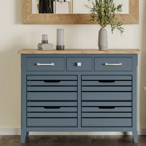 Ransley Crate Styled Drawers Large Sideboard with 3 Small Drawers - Blue