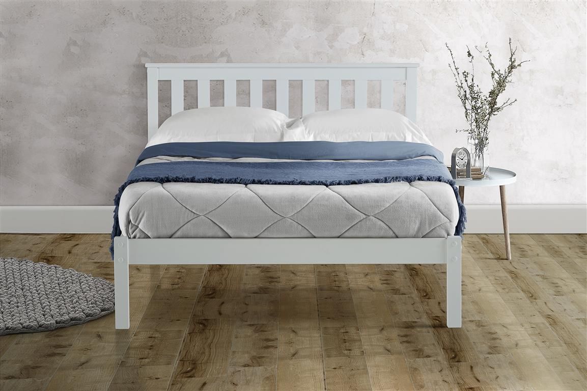 Birlea Denver Low End Wood White Bed Frame - Kingsize 5ft