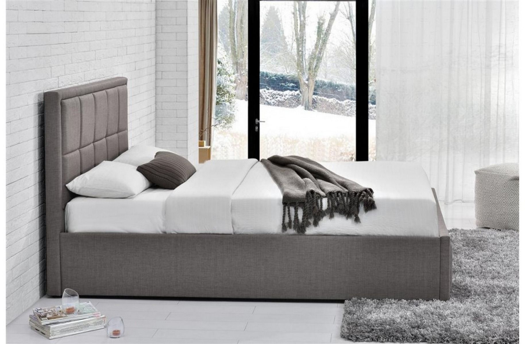Birlea Hannover Grey Fabric Ottoman Storage Bed - Double 4ft6