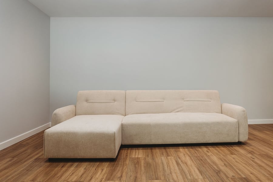 WALCOTE Fabric 4 Seater L Shaped Corner Sofa Bed - Beige, Reversible Facing