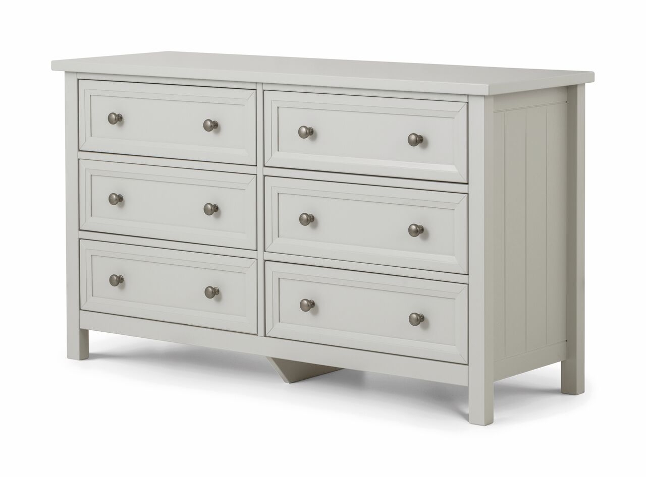 MALTON VIII Grey Chest of Drawers - Large-sized, 6 Drawers, Double