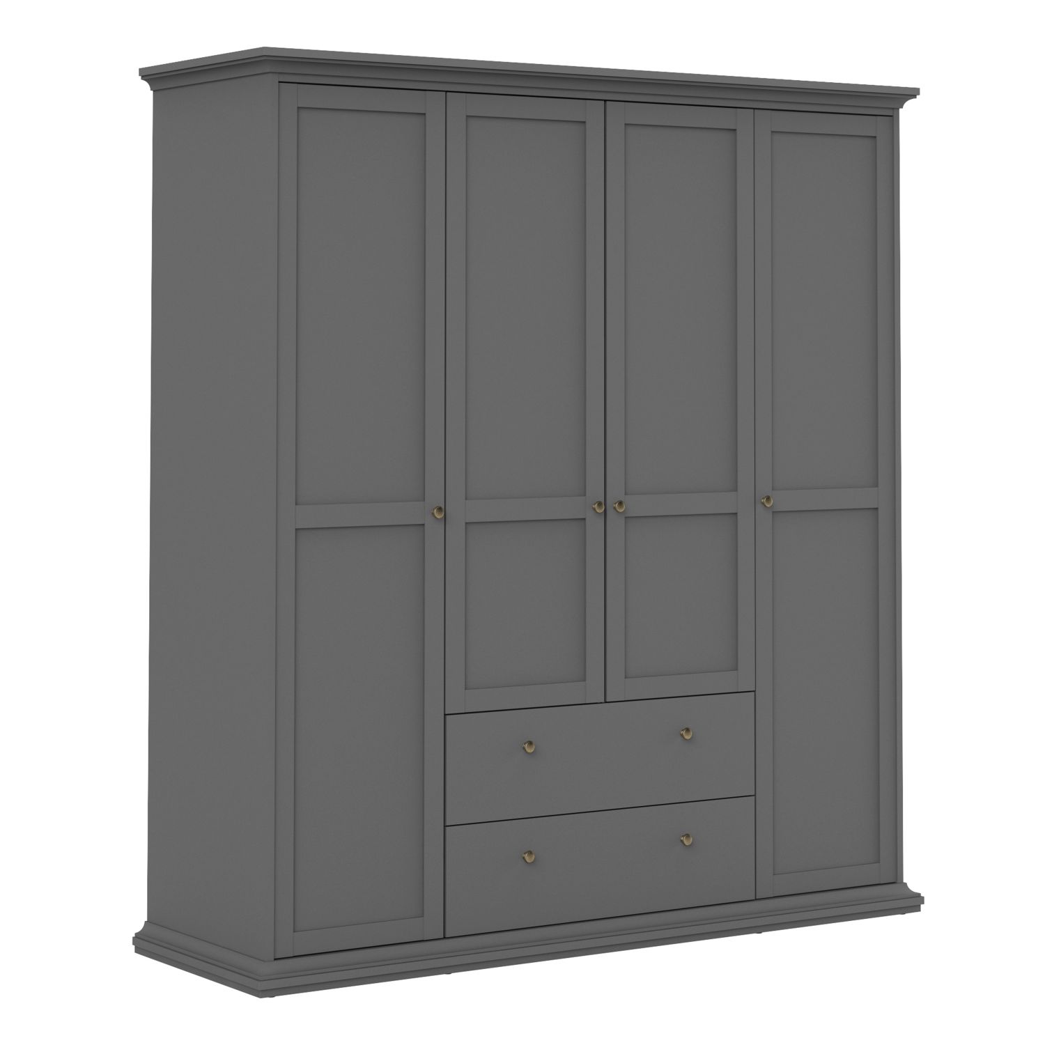 PORTHOPE 4 Door Wardrobe Matt Grey - 181.4cm
