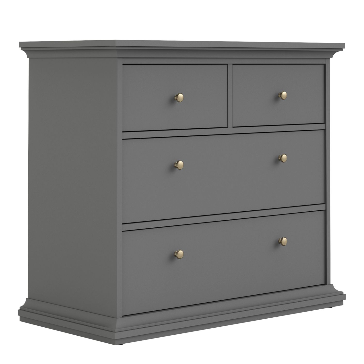 PORTHOPE Grey Chest of Drawers - Large-sized, 4 Drawers