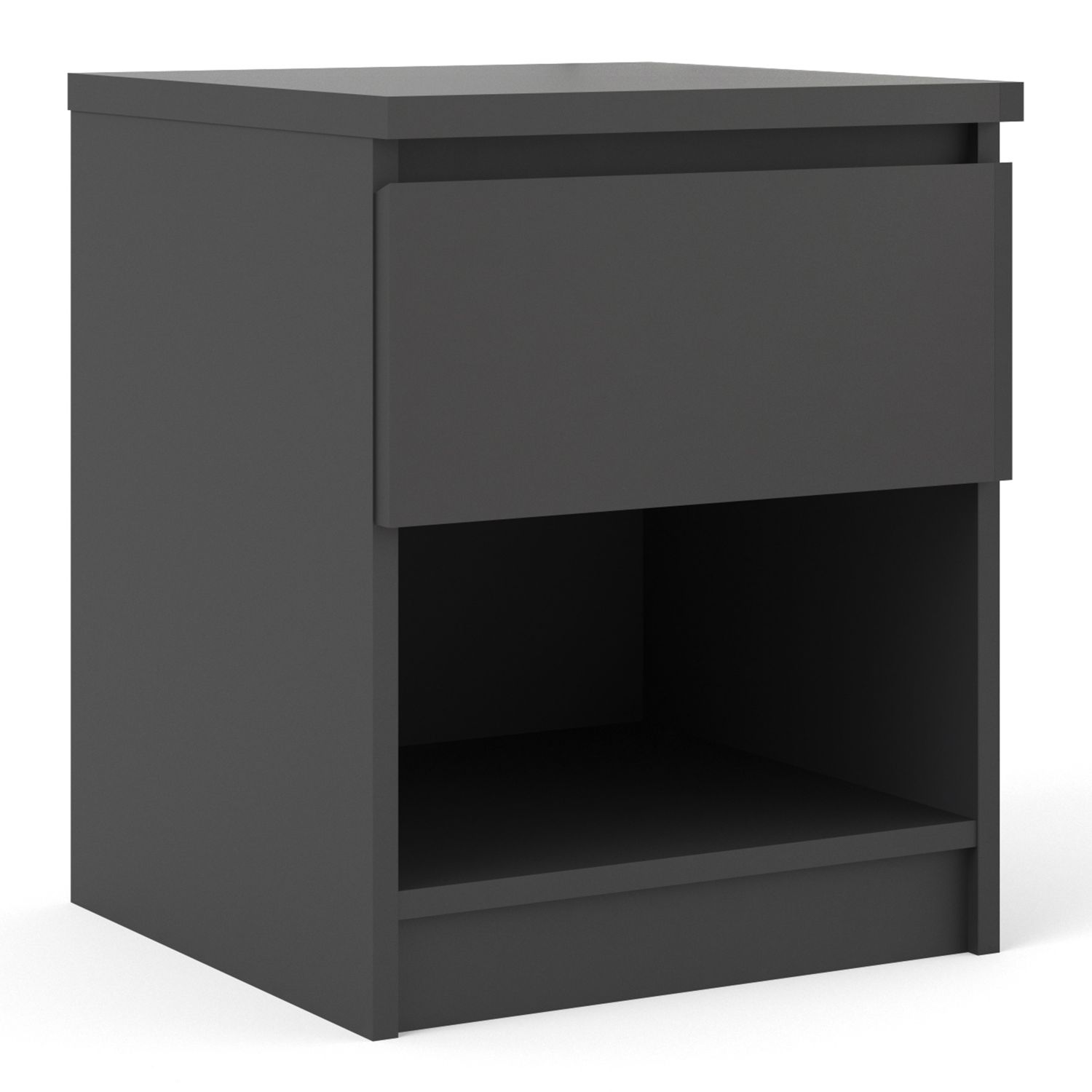 Bedside Table - NAIA 1 Drawer Nightstand Matt Black 40.2cm
