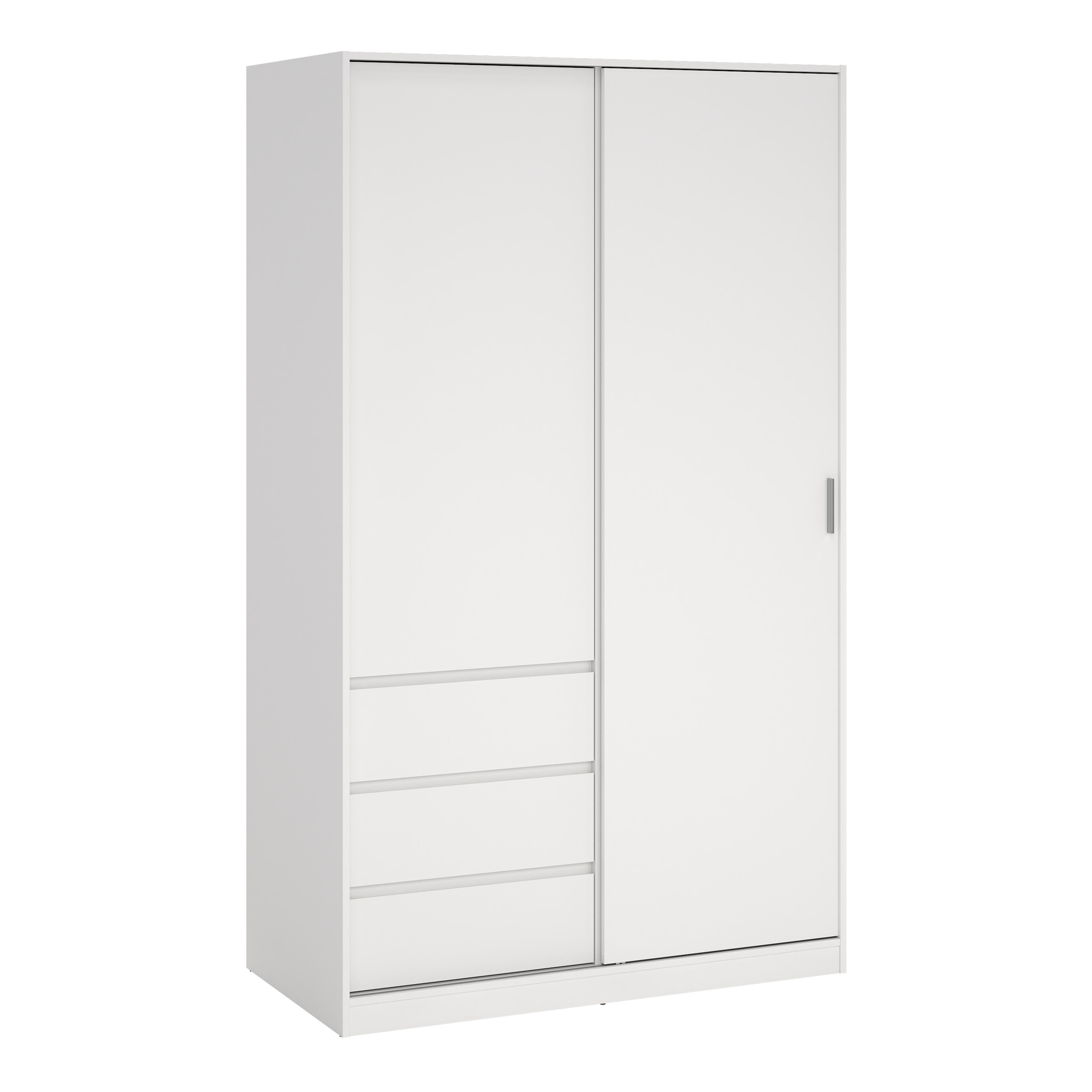 NANAIMO 2 Door Sliding Wardrobe with 3 Drawers White - 119cm
