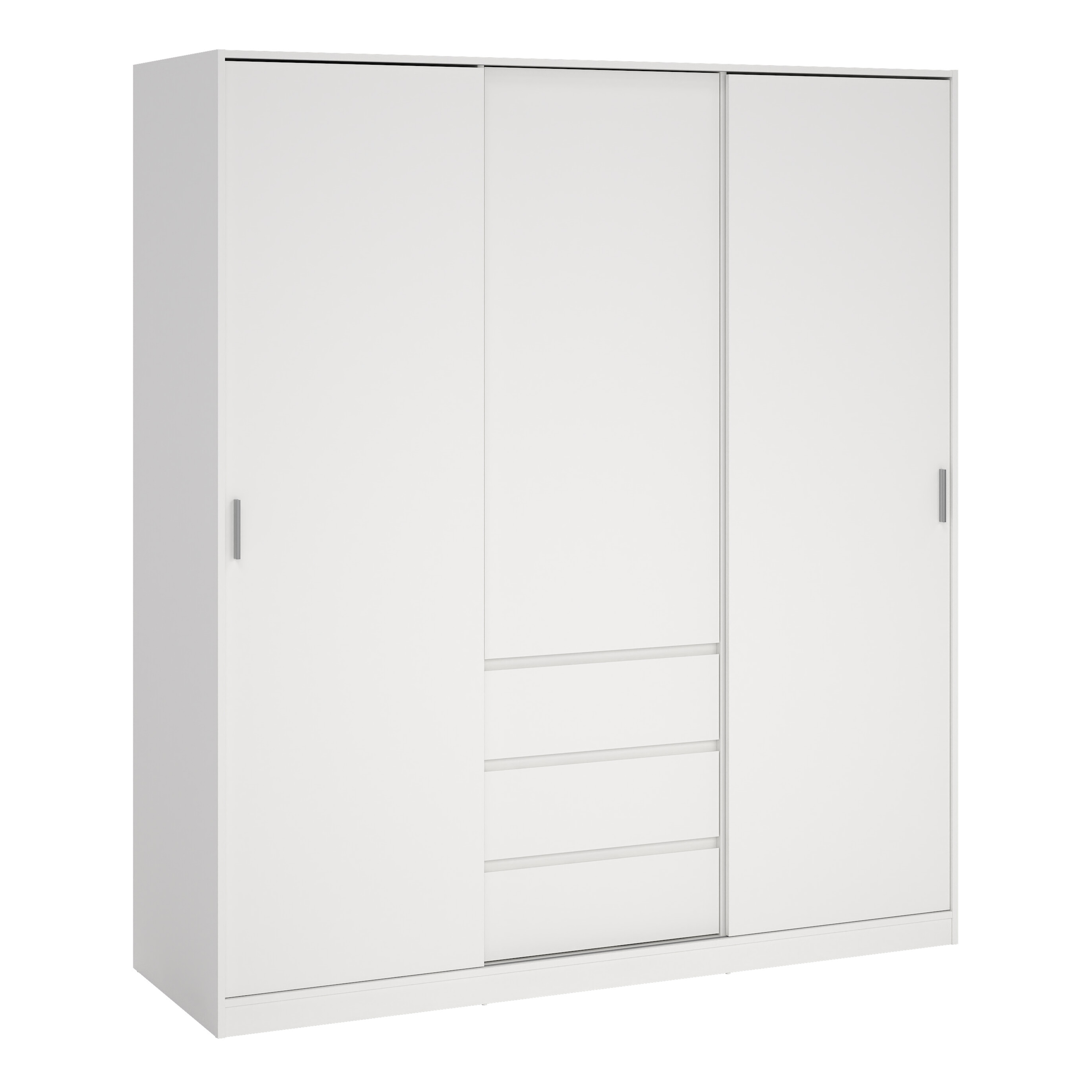 NANAIMO 3 Doors Sliding Wardrobe with 3 Drawers White - 177cm