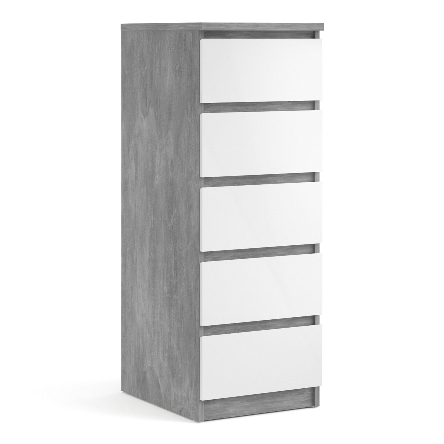 NANAIMO Grey Chest of Drawers - Tallboy, Medium-sized, 5 Drawers
