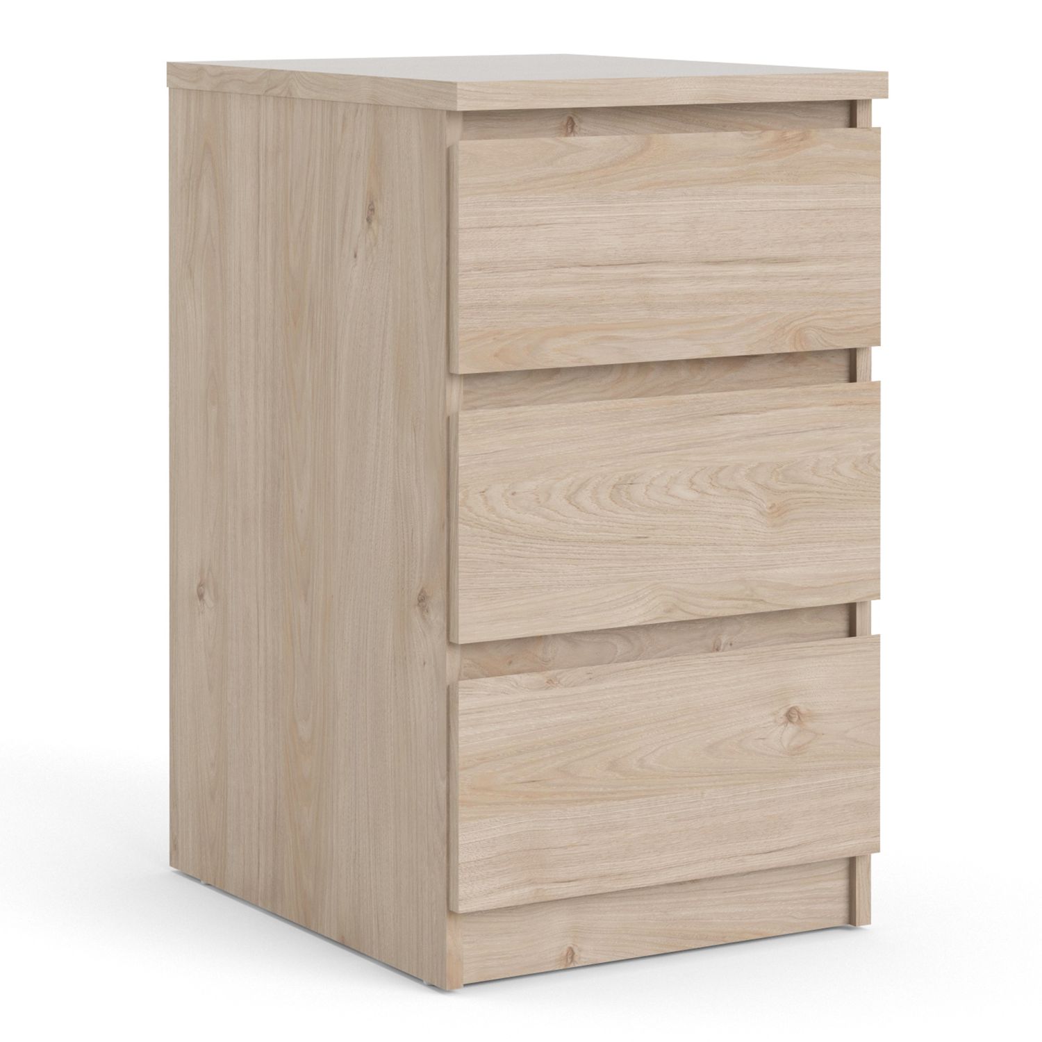 Bedside Table - NAIA 3 Drawer Nightstand Oak 40.4cm