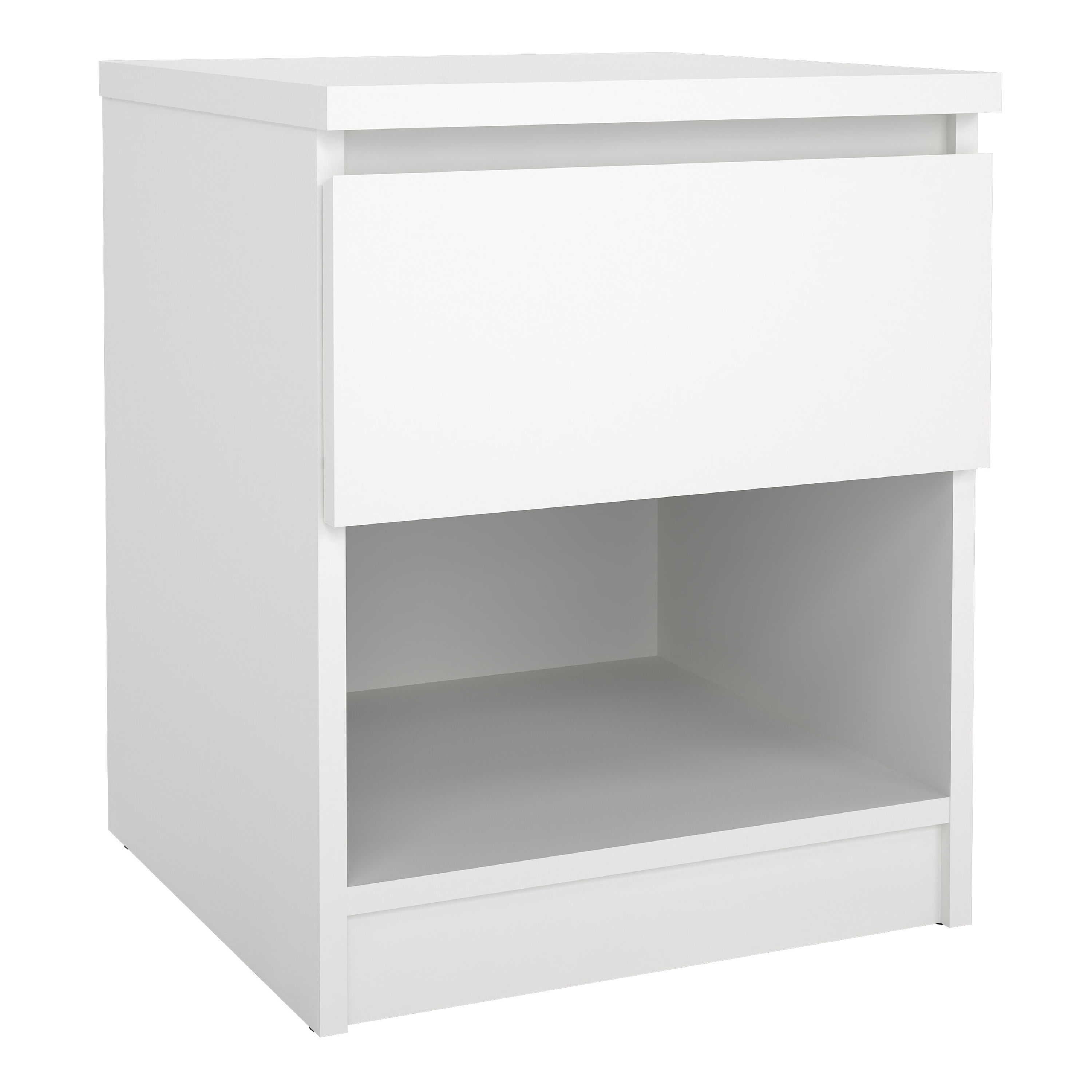 Bedside Table - NANAIMO Nightstand 1 Drawer 1 Shelf White 40cm