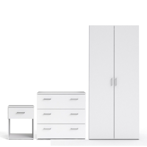 SUFFOLK 2 Door Wardrobe Set 3 Piece - White
