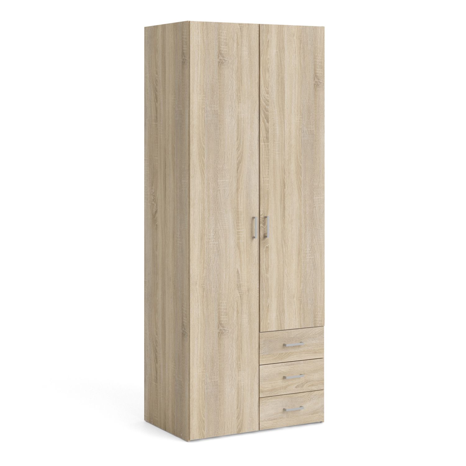 SUFFOLK 2 Door Kids Wardrobe with 3 Drawers Oak - 77.6cm