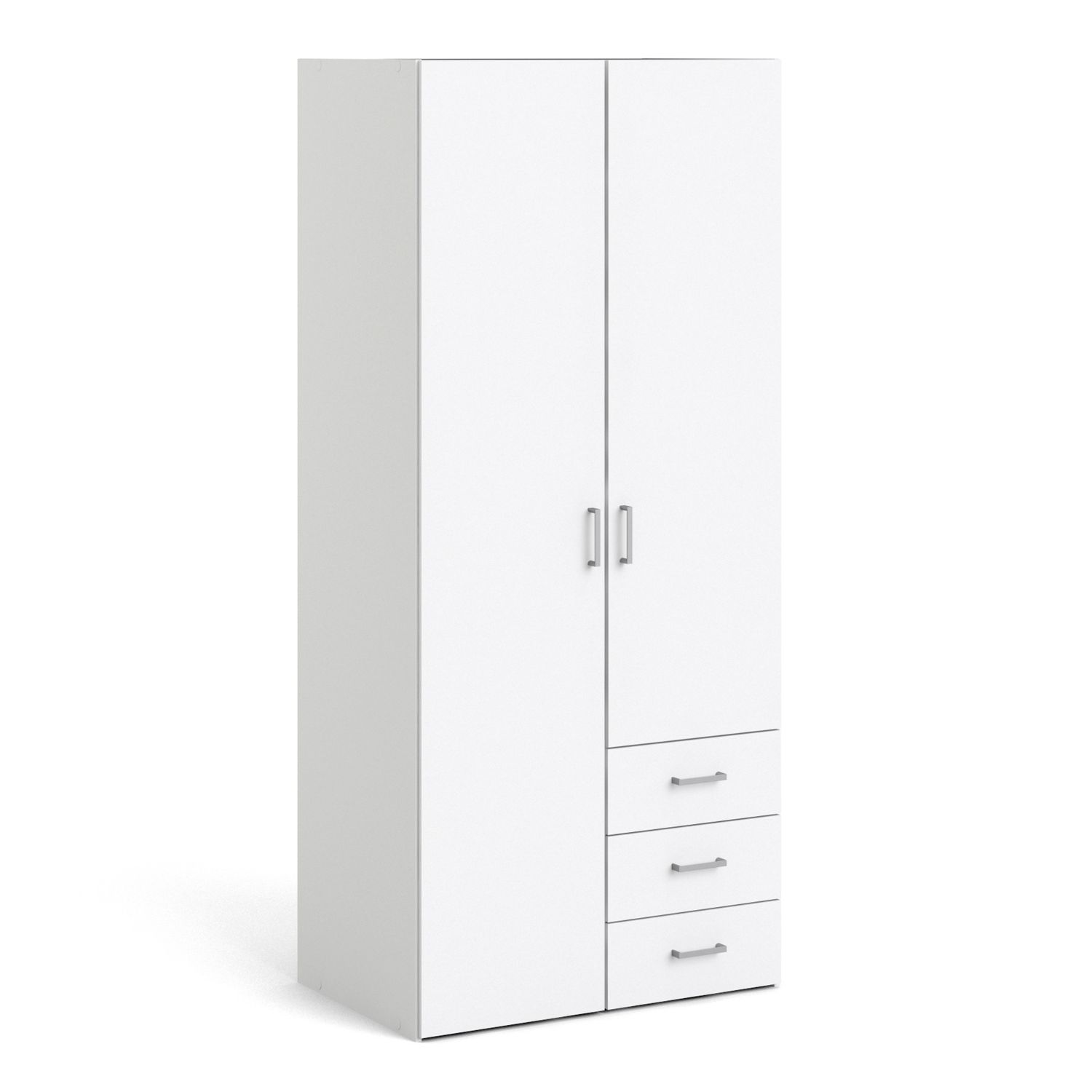 SUFFOLK 2 Door Kids Wardrobe with 3 Drawers White - 77.6cm