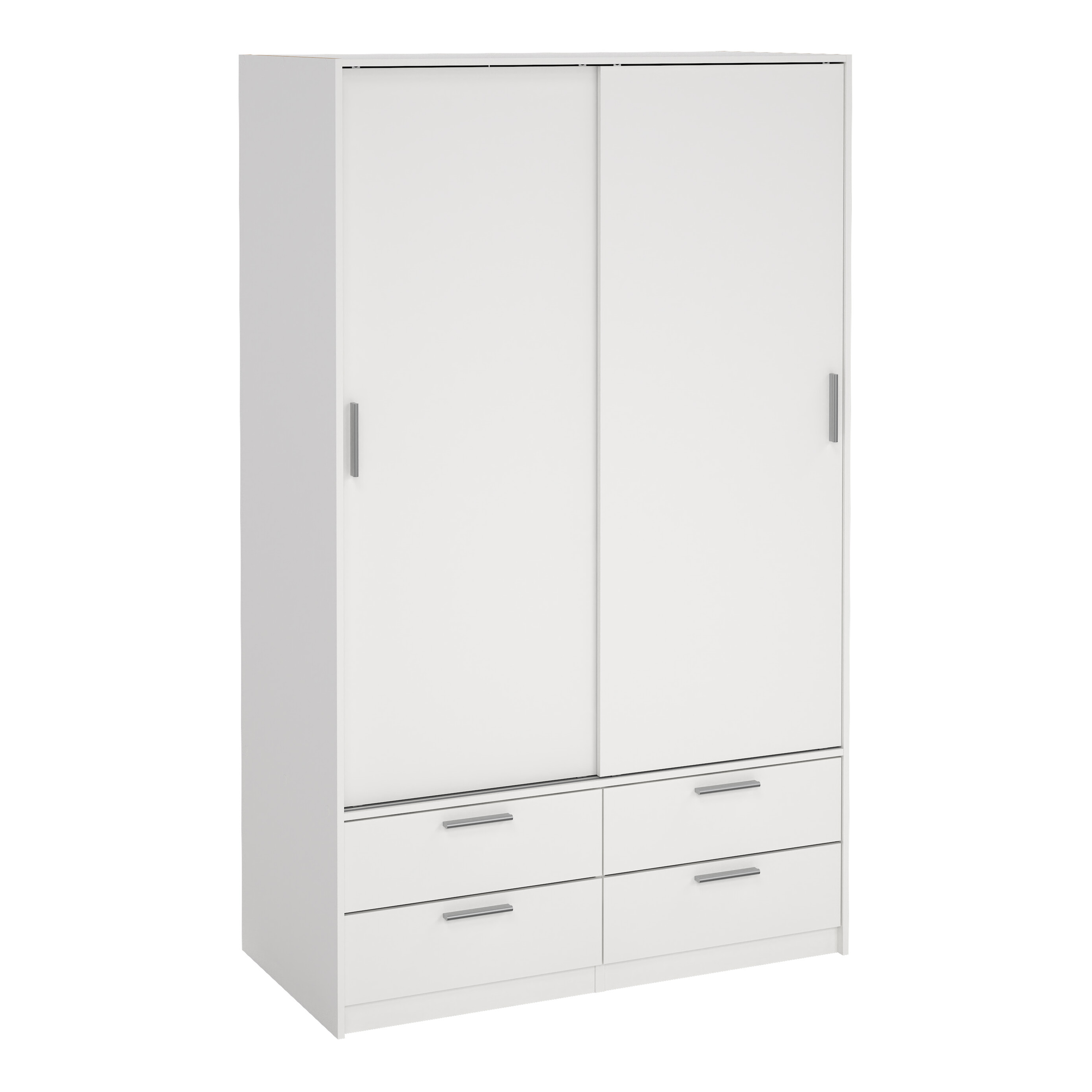 LACOSTE 2 Door Sliding Wardrobe with 4 Drawers White - 121.2cm