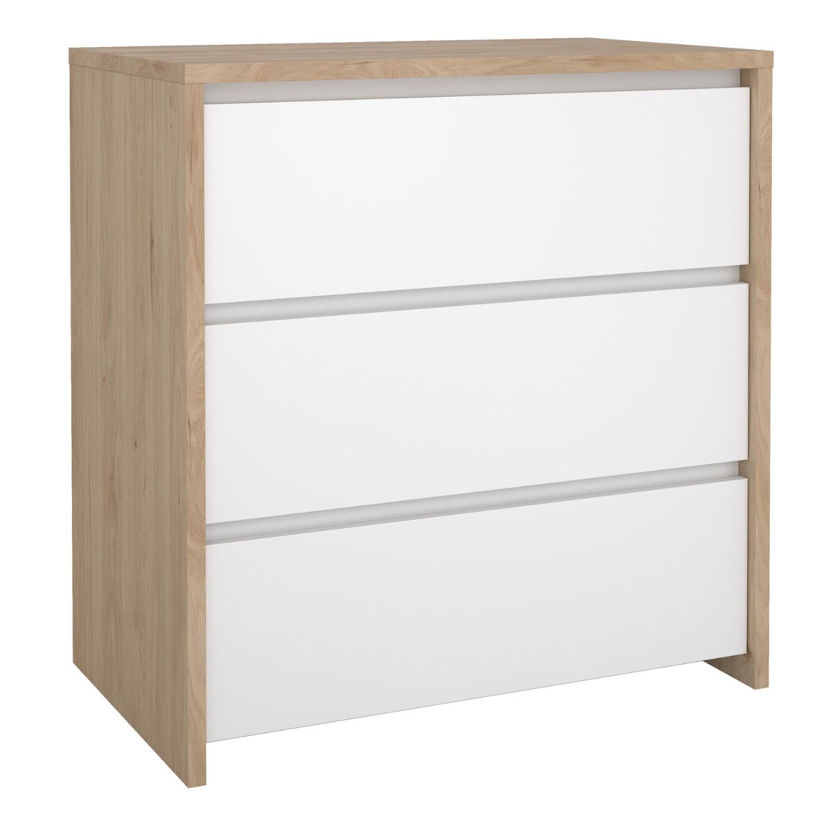 NEXORA Oak Finish Chest of Drawers - Medium-sized, 3 Drawers