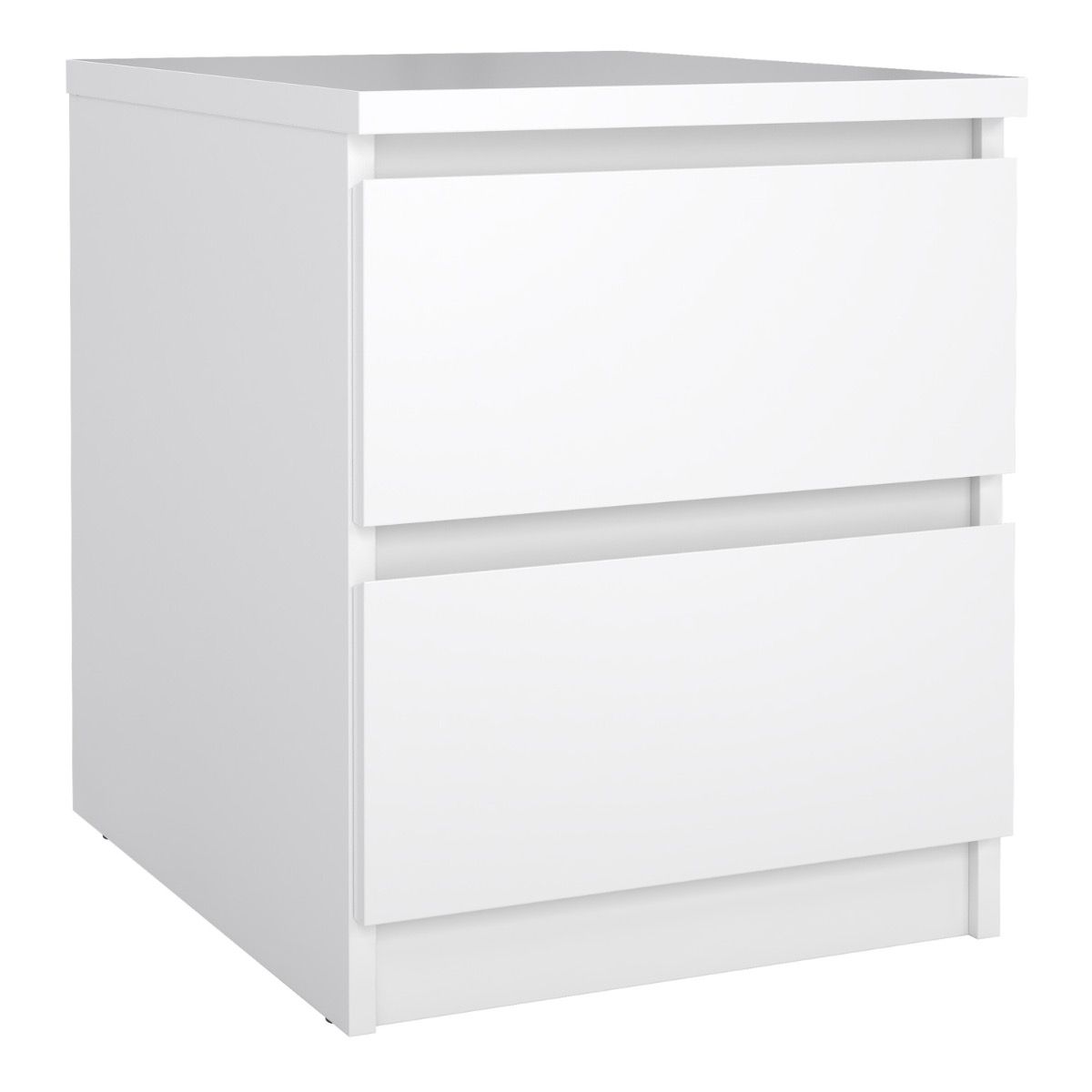 NANAIMO Bedside 2 drawers Nightstand in White High Gloss