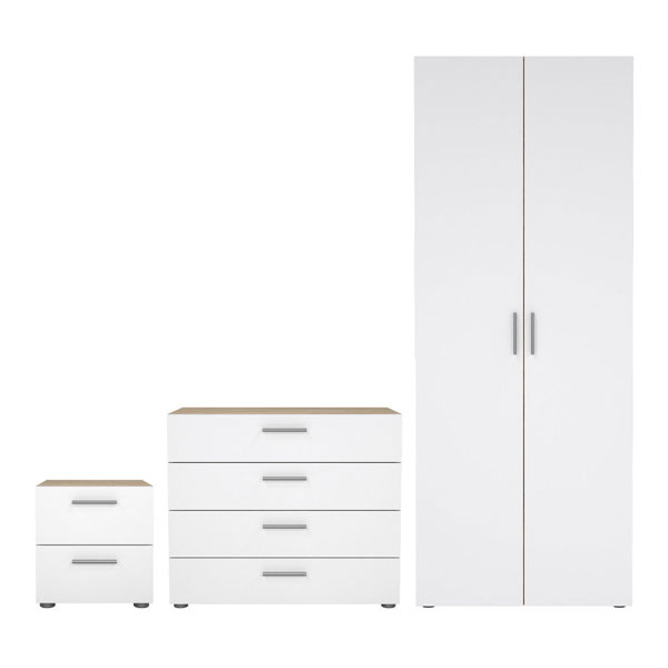PEMBROKE 2 Door Wardrobe Set 3 Piece - White and Oak