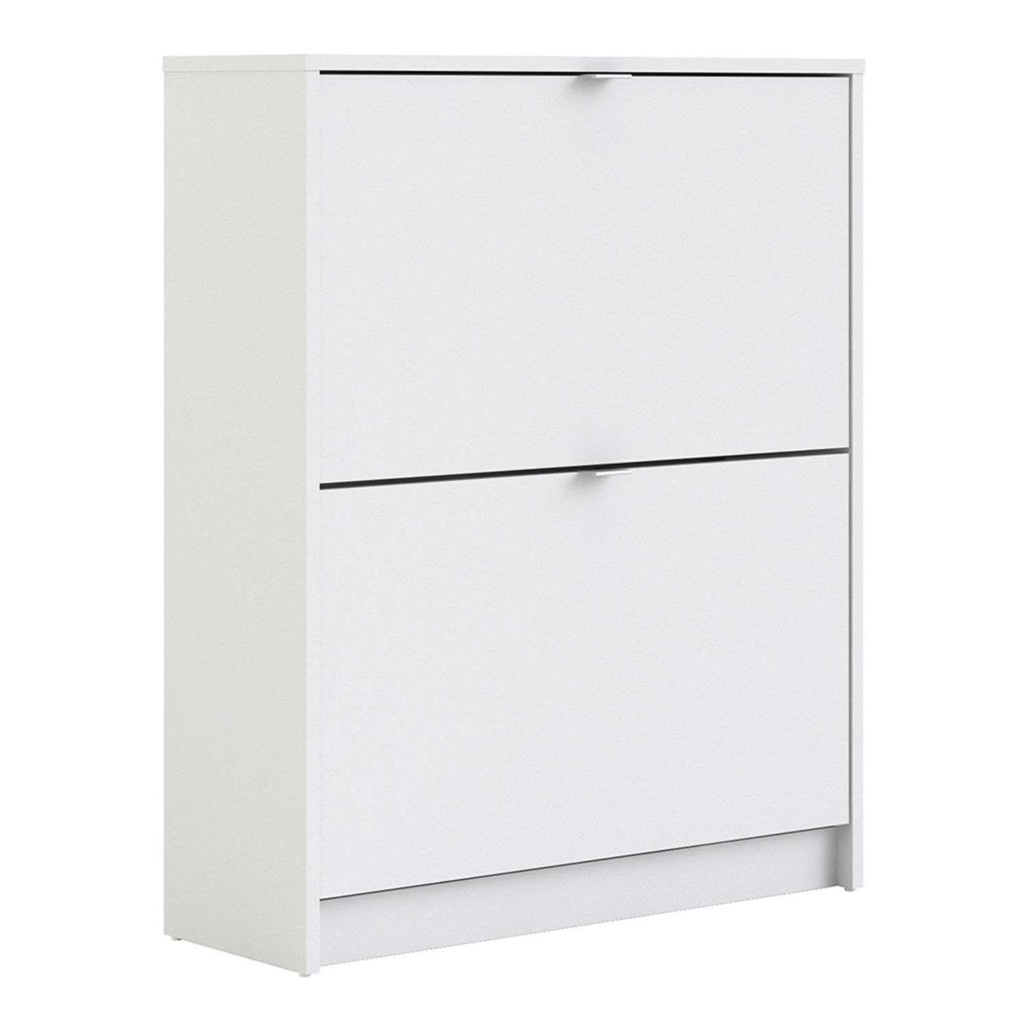 Shoe cabinet w. 2 tilting doors and 2 layers - White