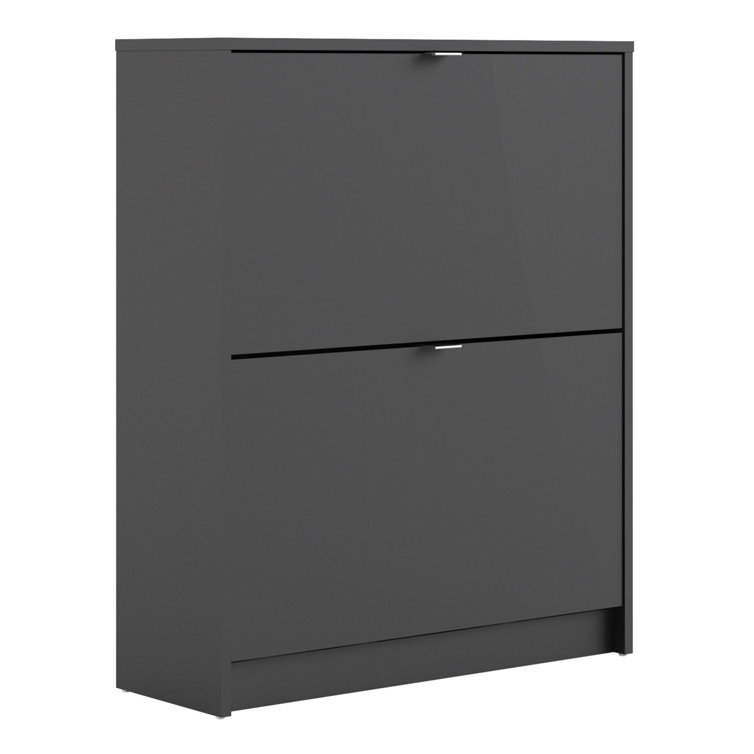 Shoe cabinet w. 2 tilting doors and 2 layers - Matt Black