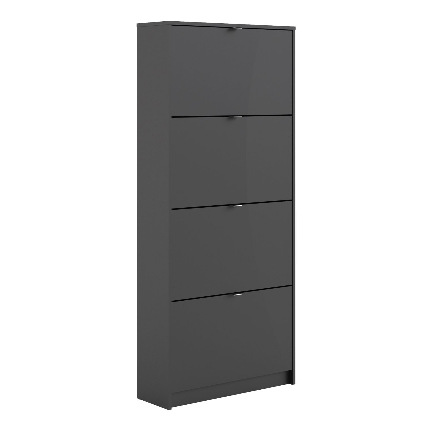 Shoe cabinet w. 4 tilting doors and 2 layers - Matt Black