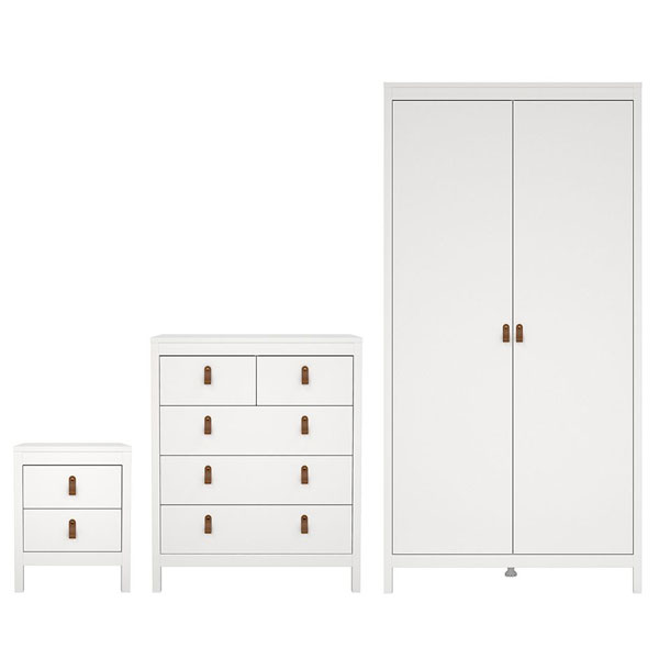 BURNLEY 2 Door Wardrobe Set 3 Piece - White