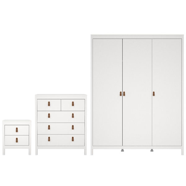 BURNLEY 3 Door Wardrobe Set 3 Piece - White