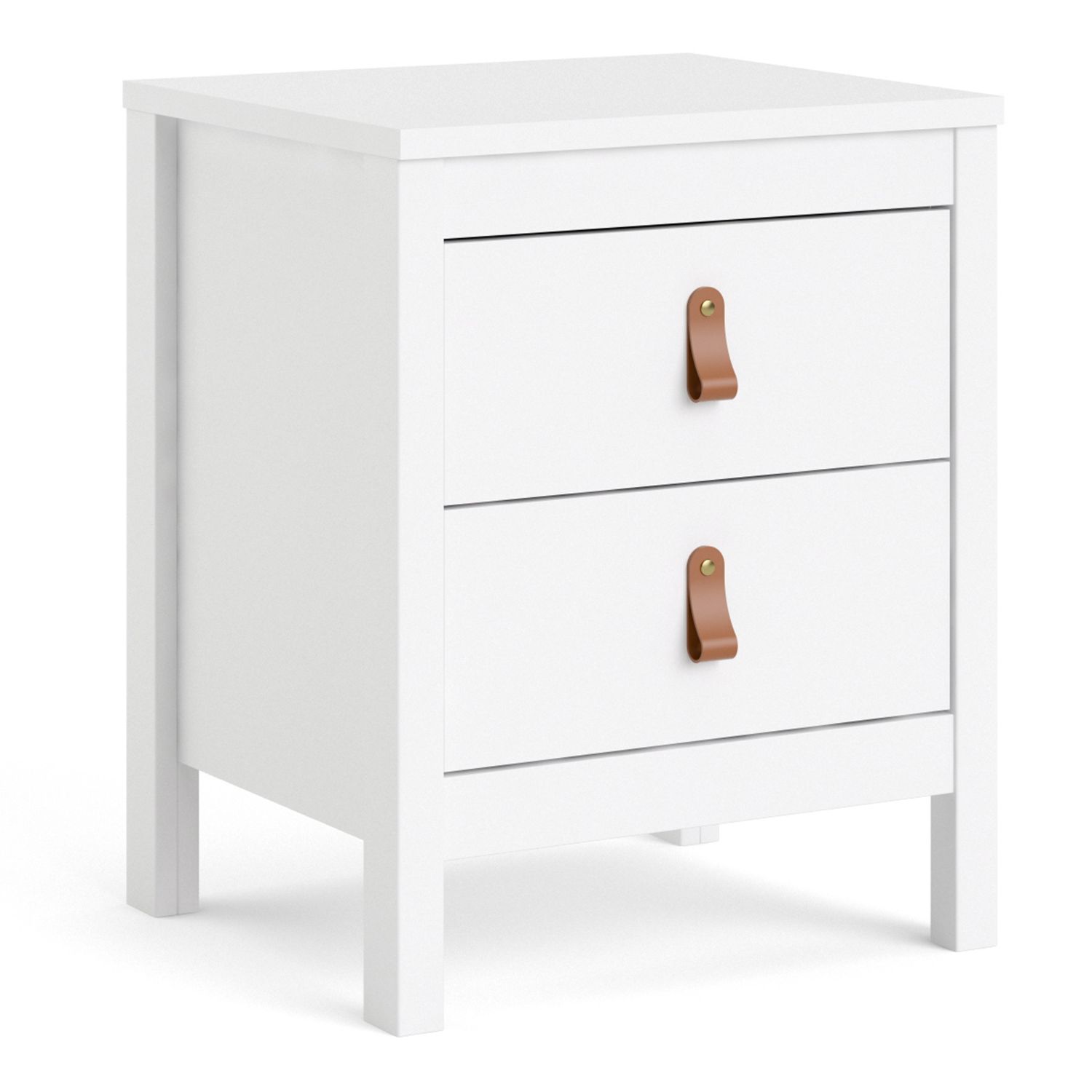 Bedside Table - BARCELONA 2 Drawer Nightstand White 43.6cm