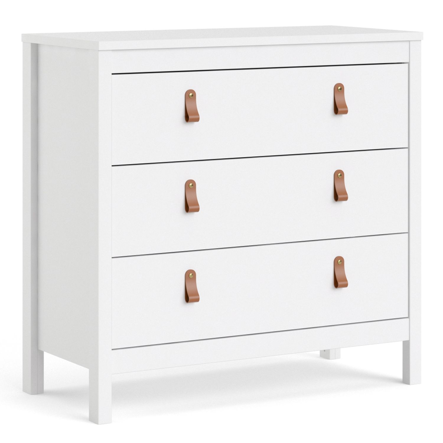 BURNLEY White Chest of Drawers - Medium-sized, 3 Drawers