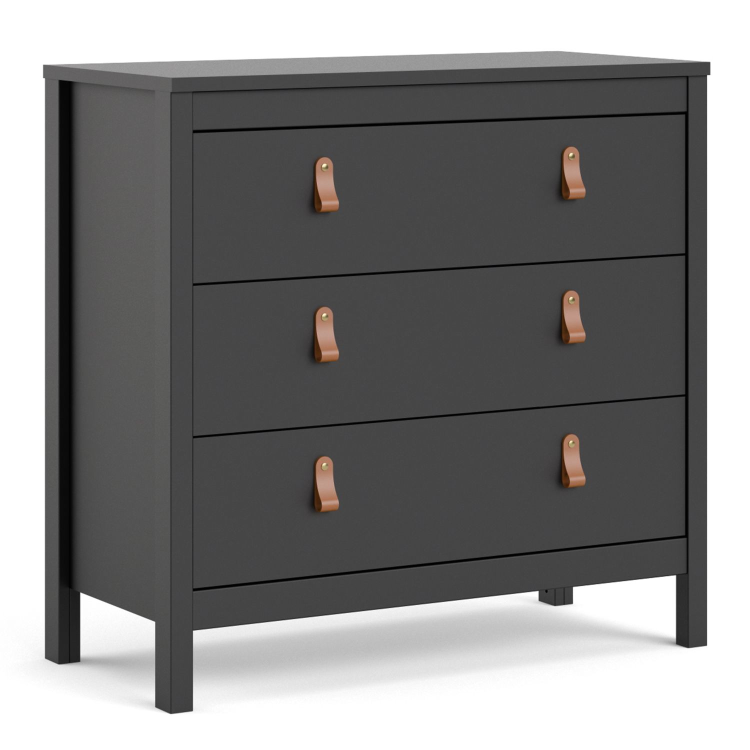 BURNLEY Black Chest of Drawers - Medium-sized, 3 Drawers
