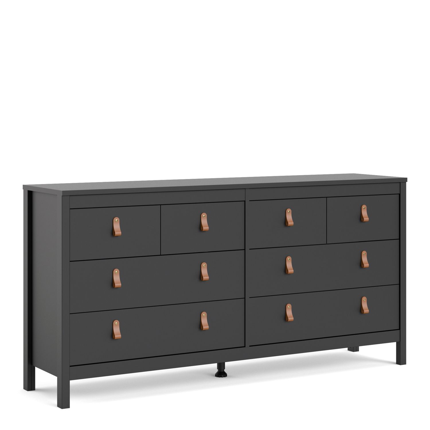 BURNLEY Black Chest of Drawers - Extra Large-sized, 8 Drawers, Double