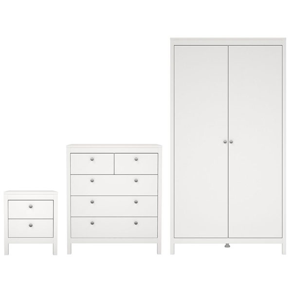 MEMPHIS 2 Door Wardrobe Set 3 Piece - White