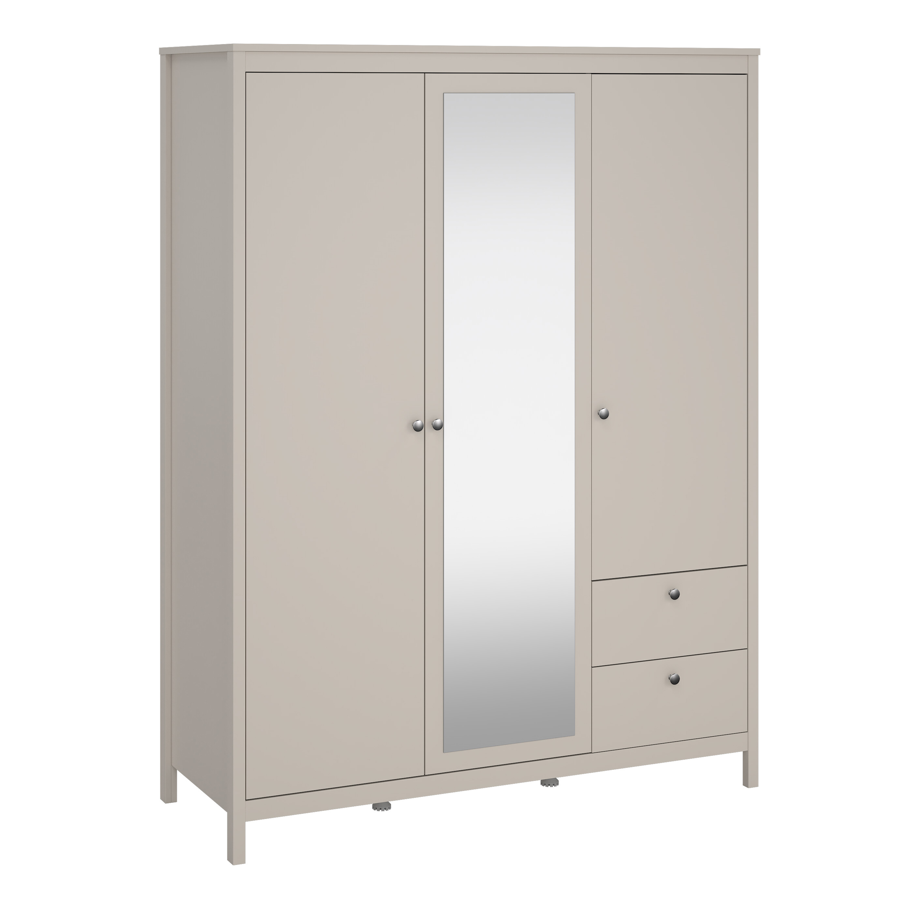 MEMPHIS 3 Door Mirrored Wardrobe with 2 Drawers Beige - 150cm