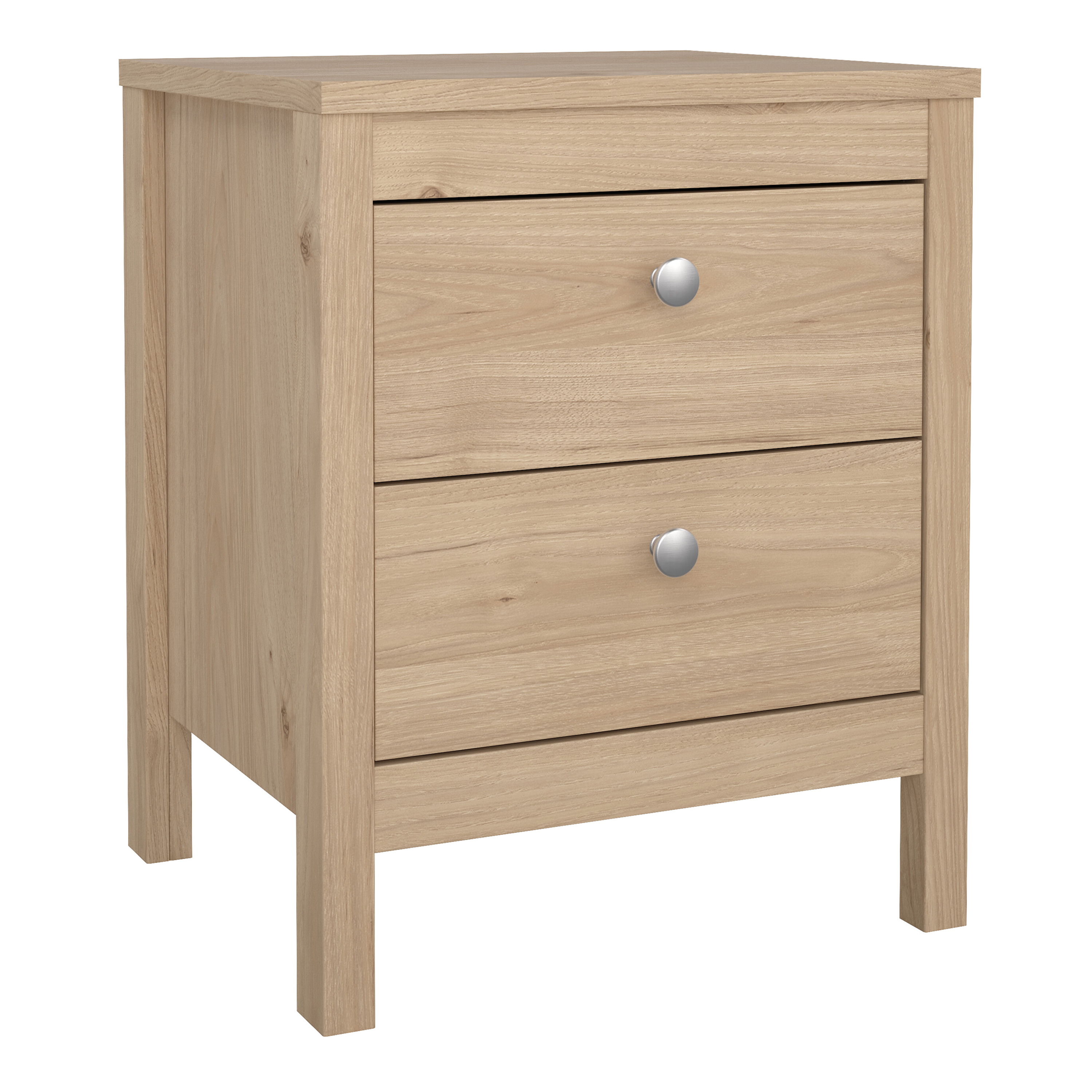 Bedside Table - MEMPHIS Nightstand 2 Drawers in Jackson Hickory Oak 44cm