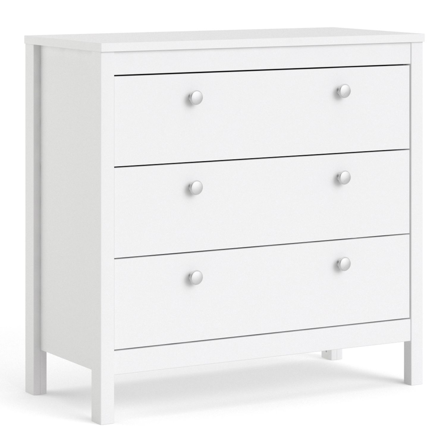 MEMPHIS White Chest of Drawers - Medium-sized, 3 Drawers