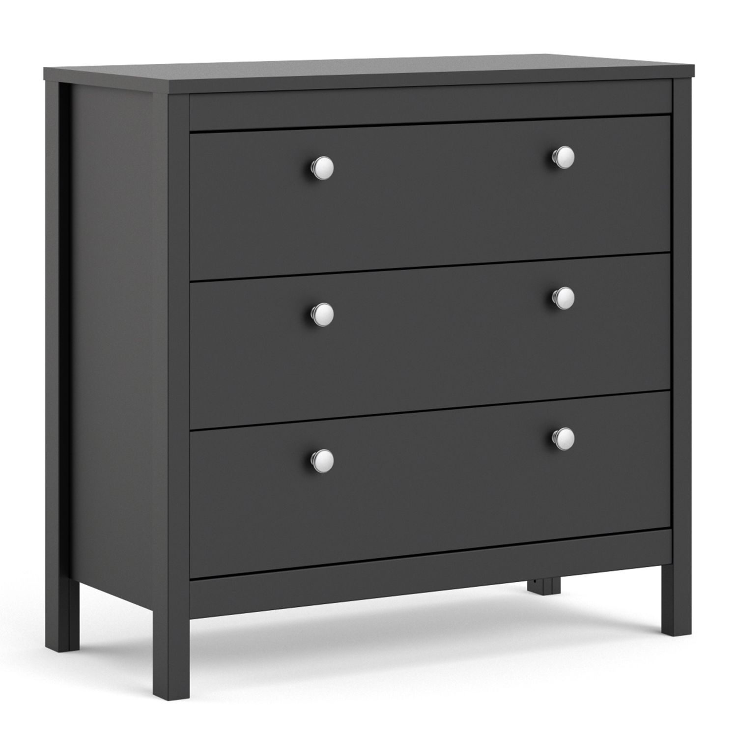 MEMPHIS Black Chest of Drawers - Medium-sized, 3 Drawers