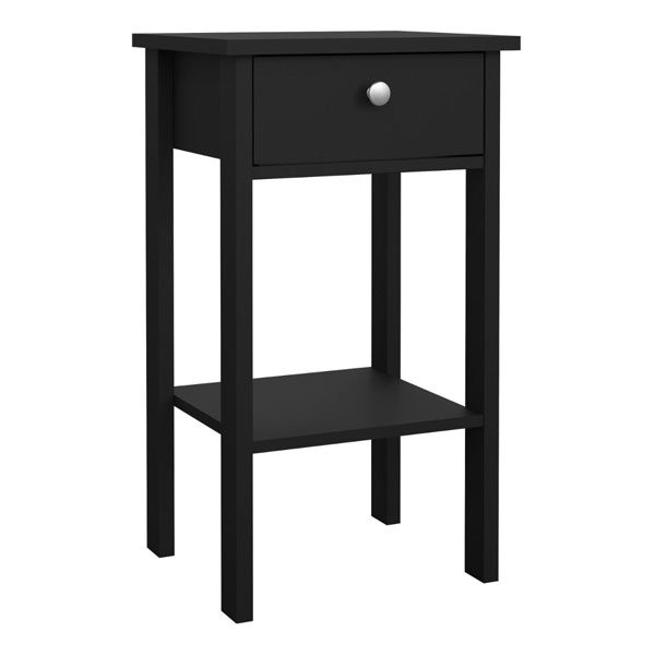 Bedside Table - ADELAIDE Nightstand Matt Black 40cm