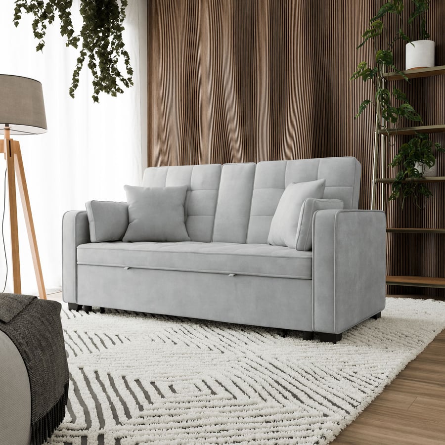 FARLOWE Fabric 2 Seater Sofa Bed - Grey