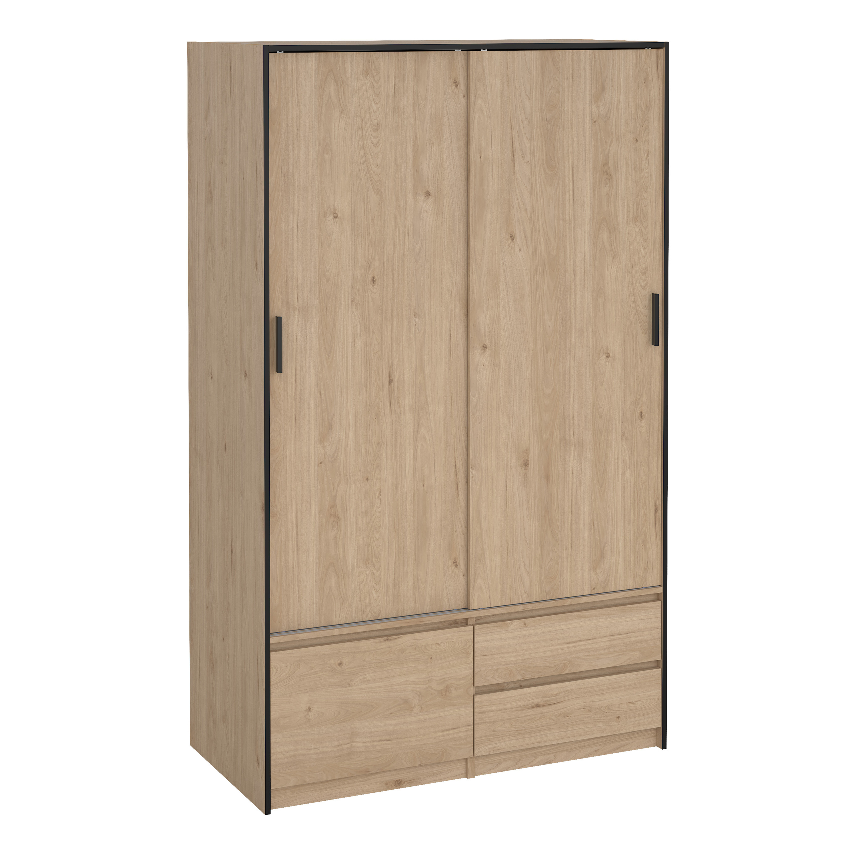LACOSTE 3 Doors Sliding Wardrobe with 2 Drawers Light Oak - 121cm