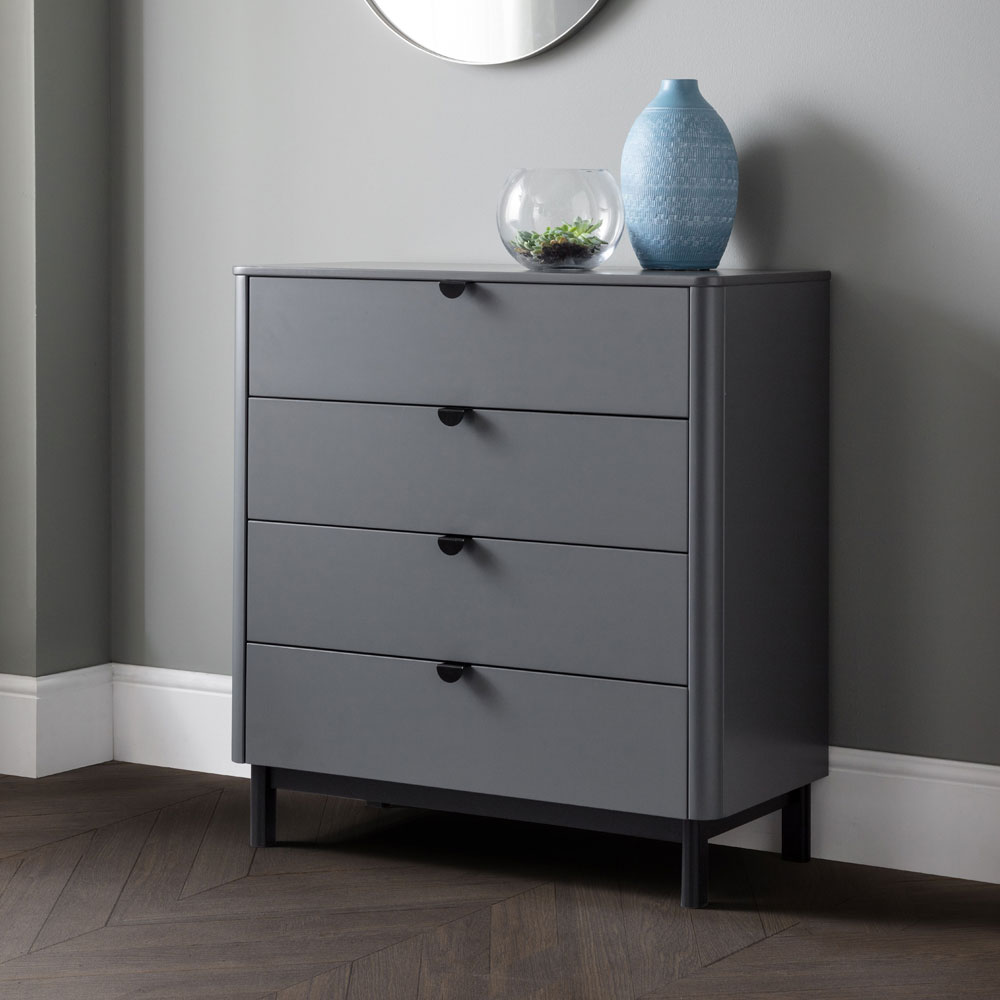 CAMEO Grey Chest of Drawers - Medium-sized, 4 Drawers