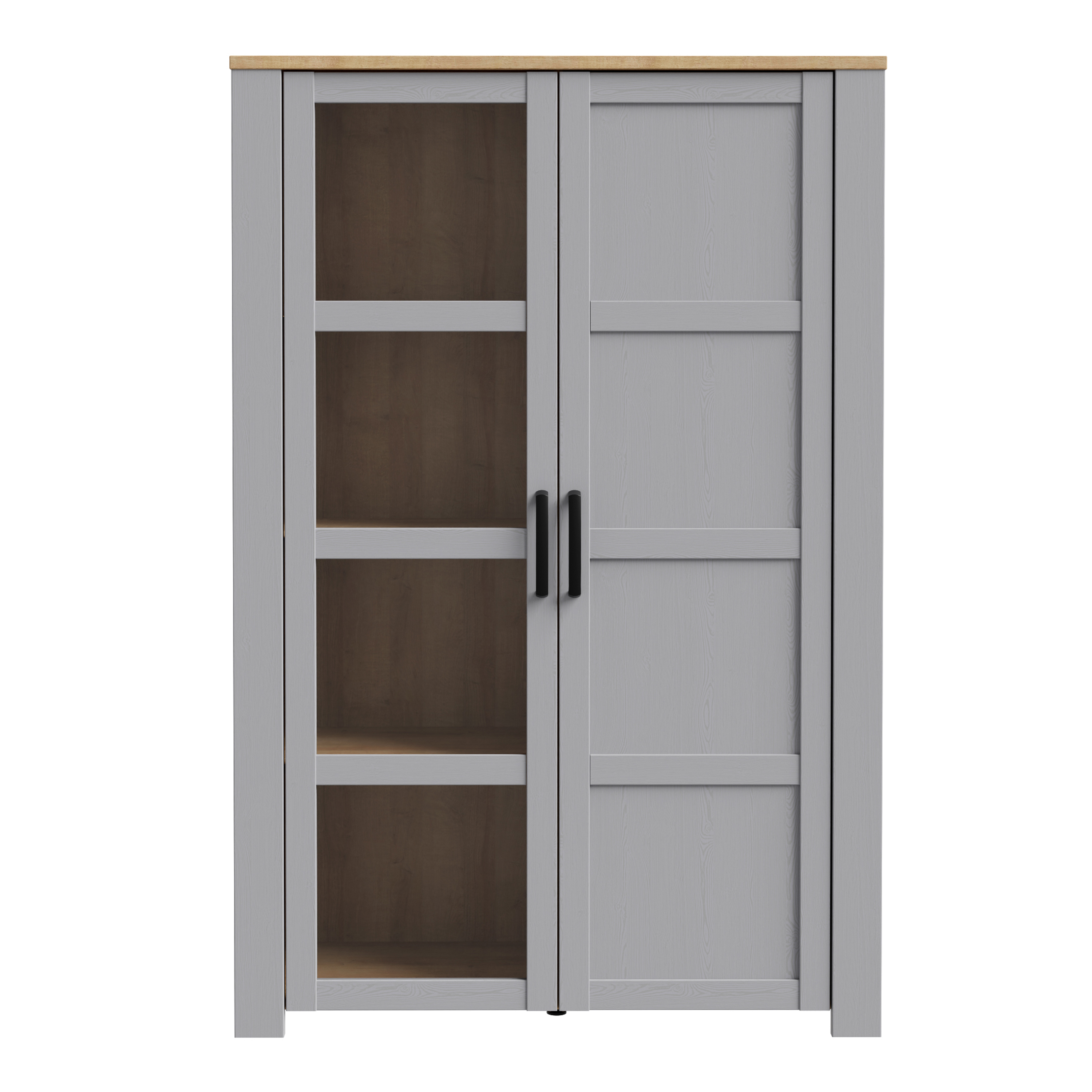 Display Cabinet - BOHOL Cabinet 2x LED Lights Riviera Oak and Grey Oak 106.4cm