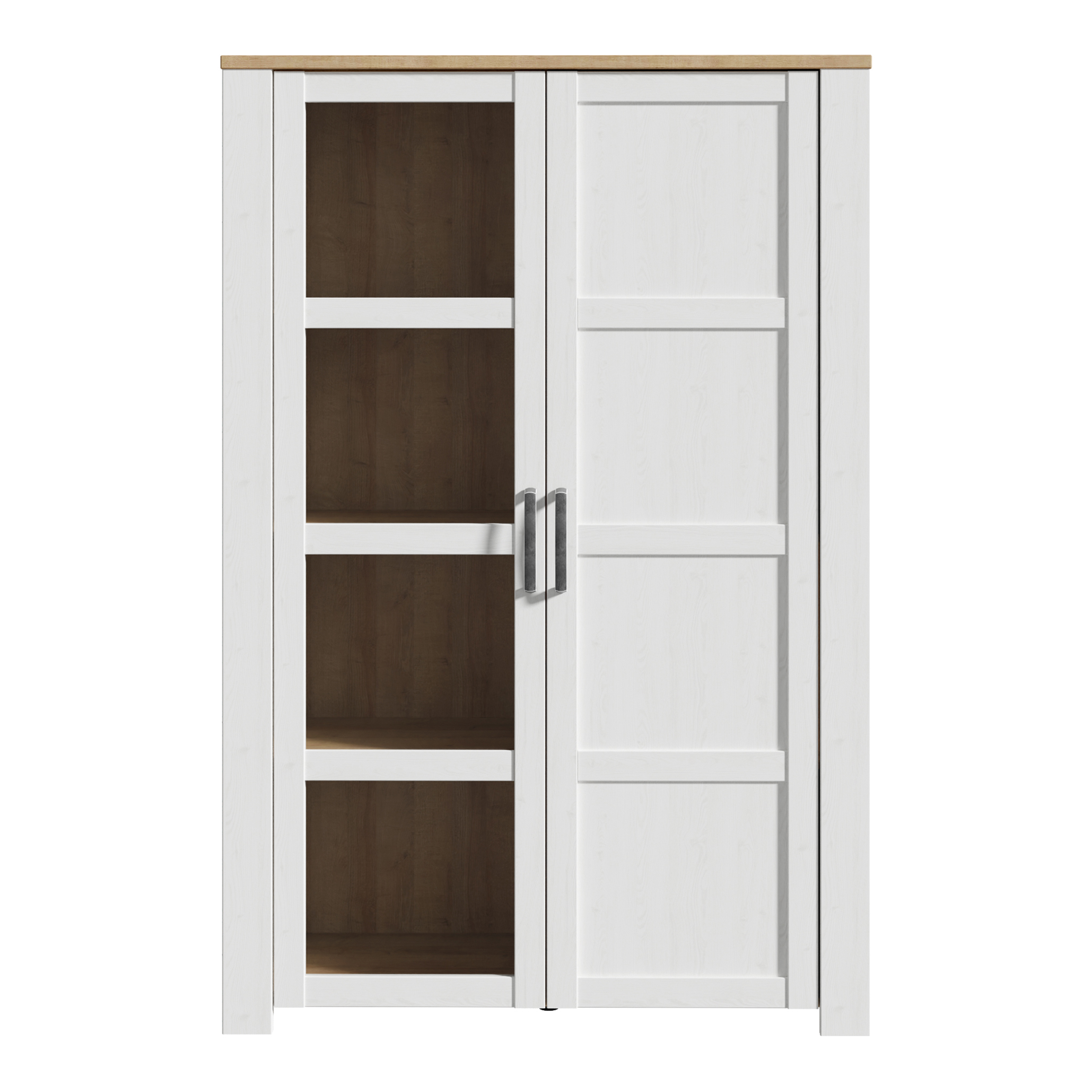 Display Cabinet - BOHOL Cabinet 2x LED Lights Riviera Oak and White 106.4cm