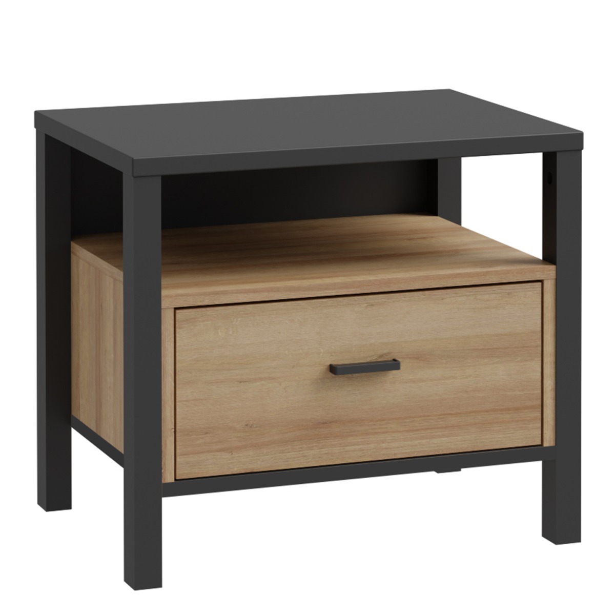 Bedside Table - BROXTOWE Nightstand Oak 54.8cm