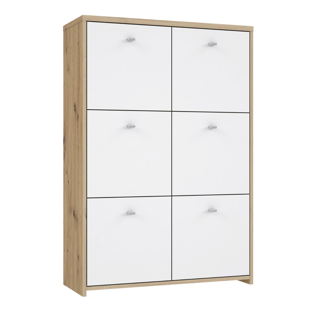 BEACON 6 Door Tall Sideboard Cabinet - Oak and White