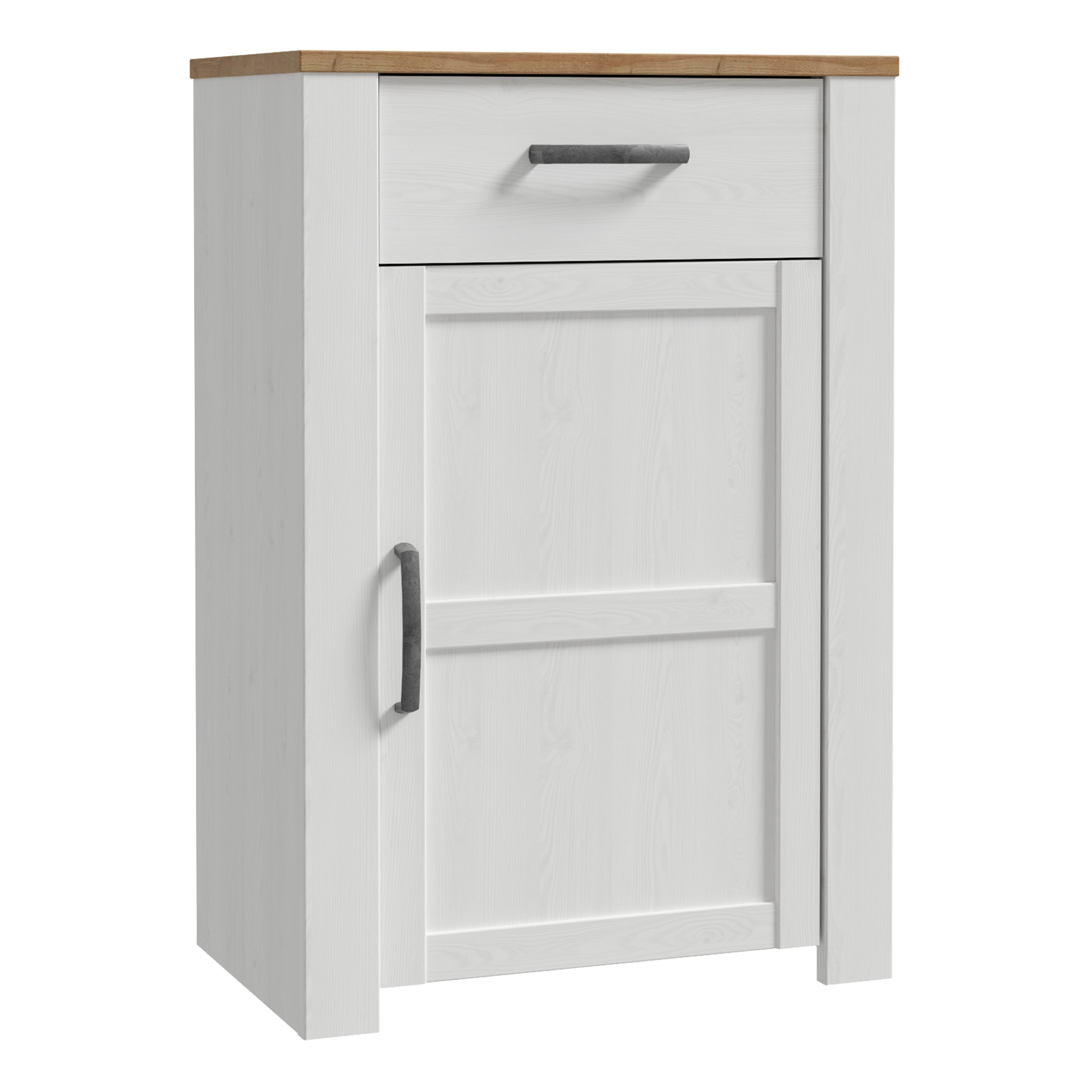 BUENOS 1 Door 1 Drawer Shoe Cabinet in Riviera Oak/White