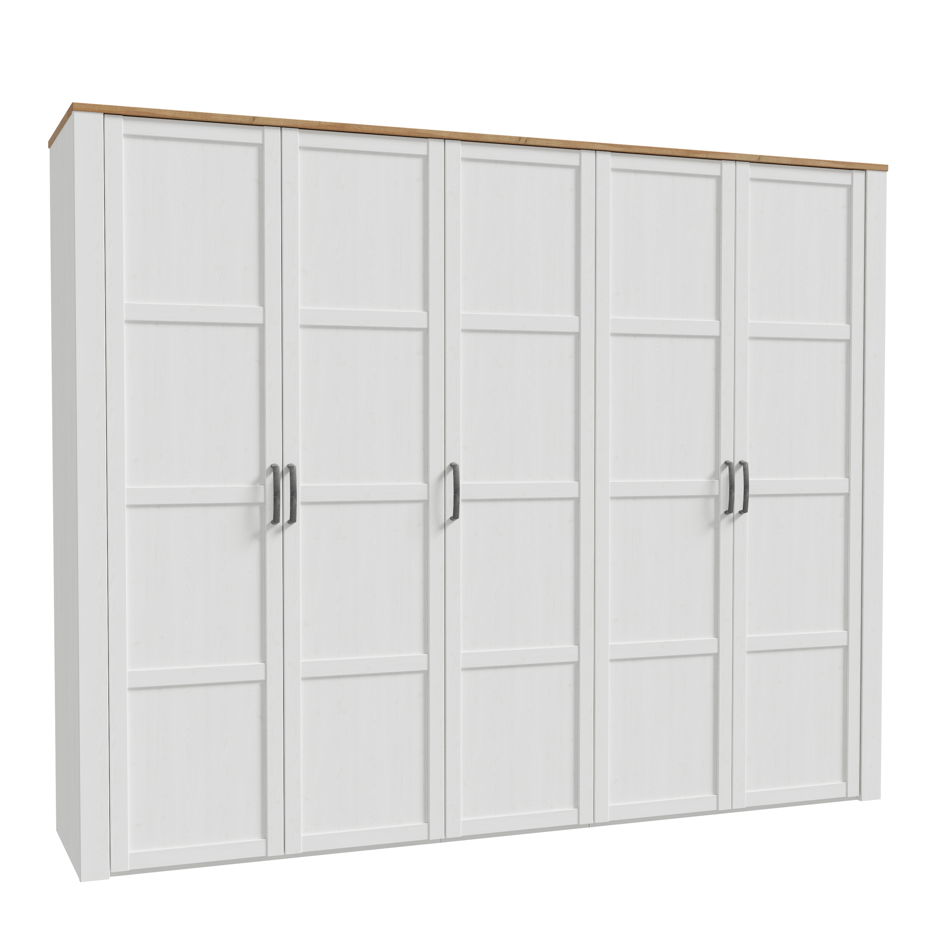BUENOS 5 Doors Wardrobe White and Oak - 266cm