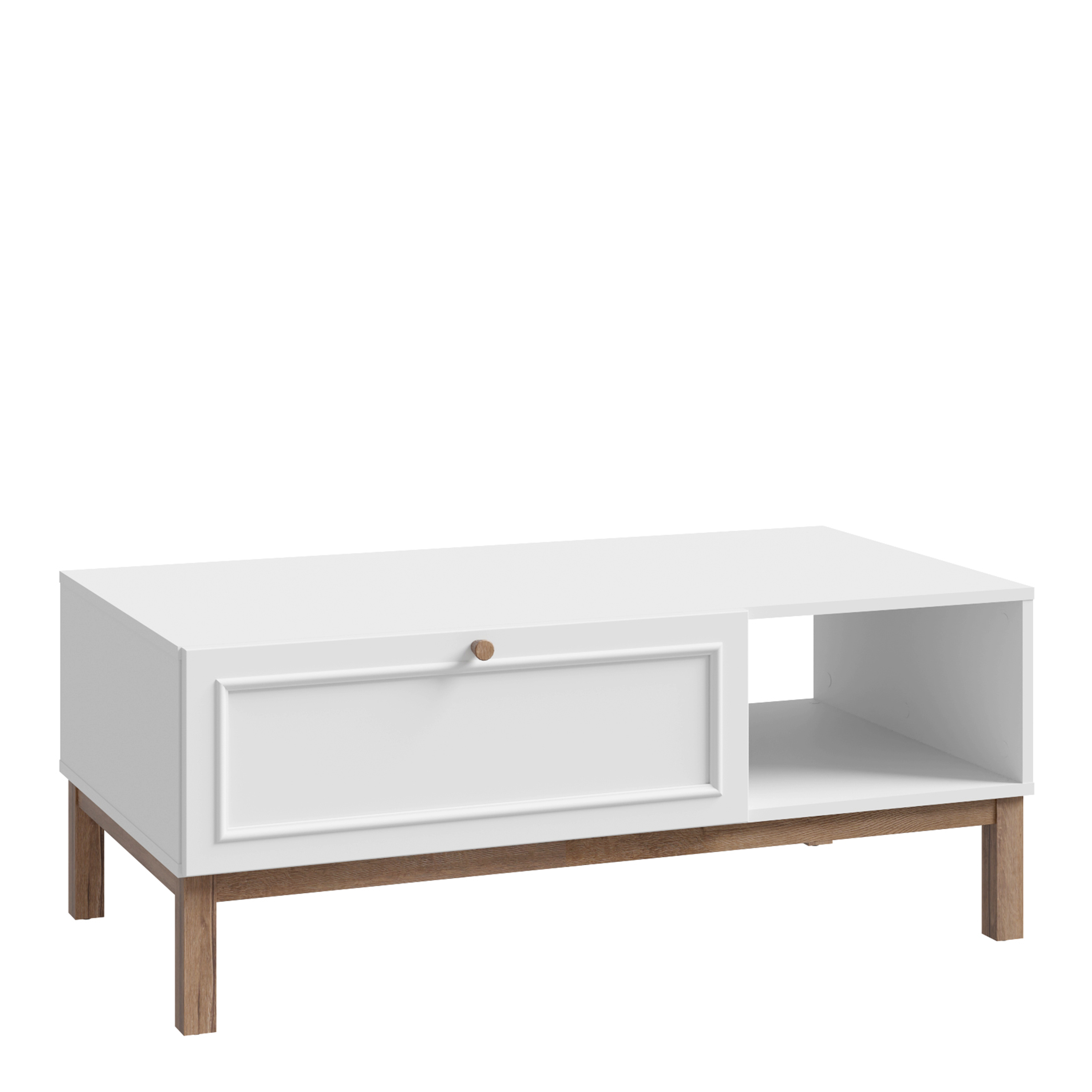 WOFUS 1 Drawer Coffee Table in Light Grey and Oak