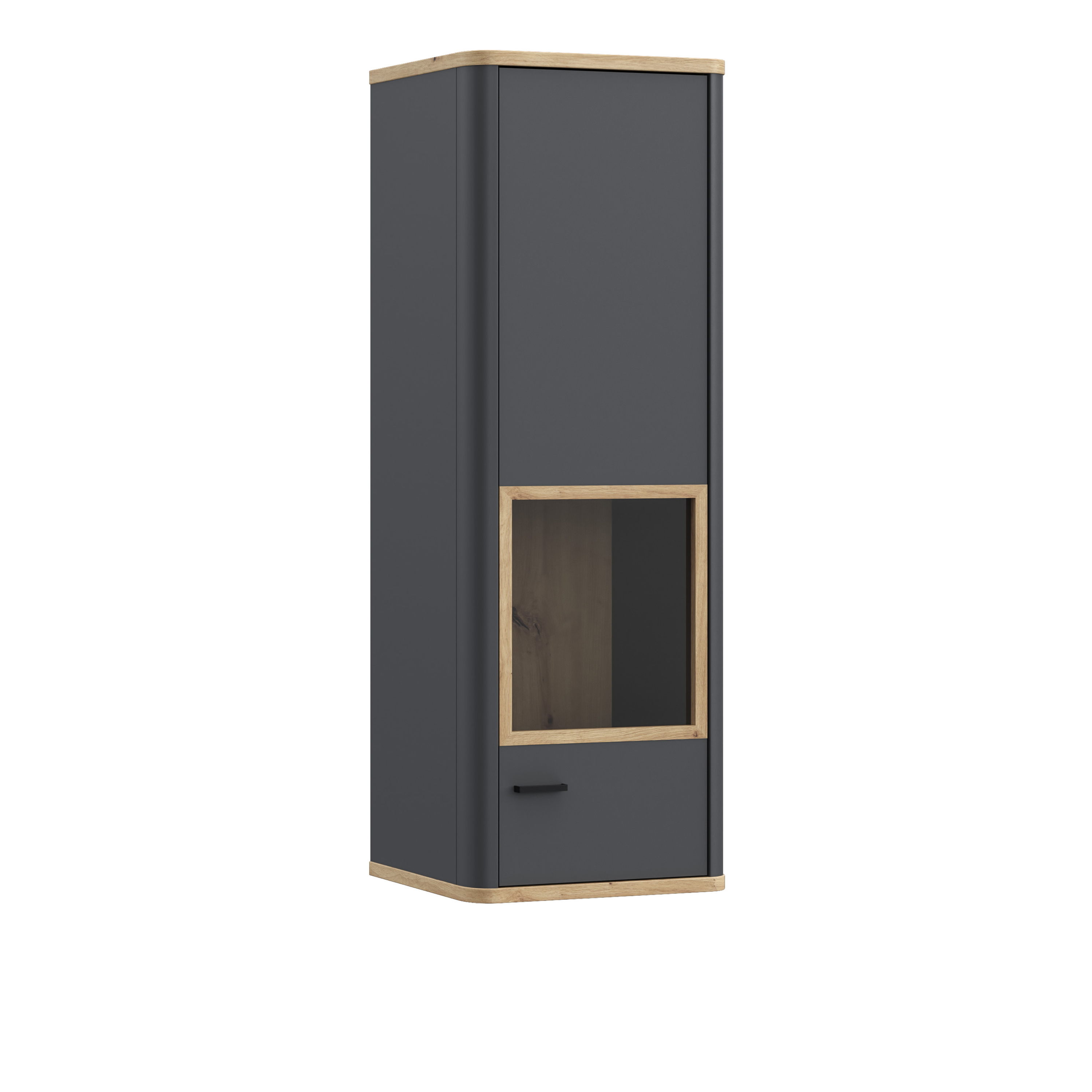KIARA Display Cabinet with 1 Glass Door in Grey and Oak
