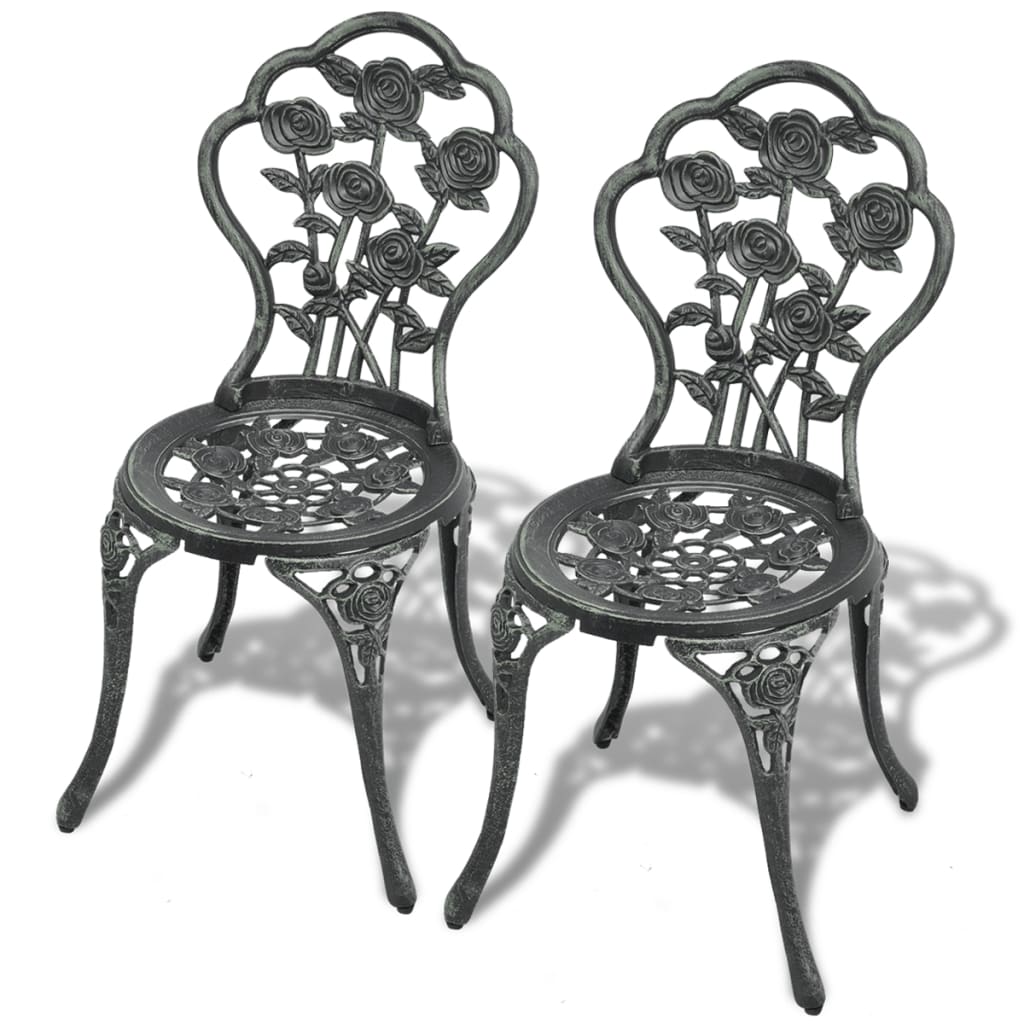 Bistro Chairs 2 Pieces Cast Aluminium Green