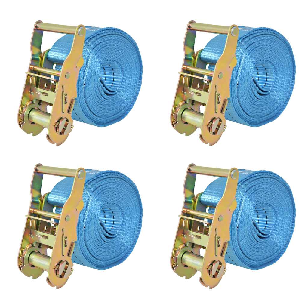 Ratchet Tie Down Straps 4 Pcs 2 Tonnes 6mx38mm Blue