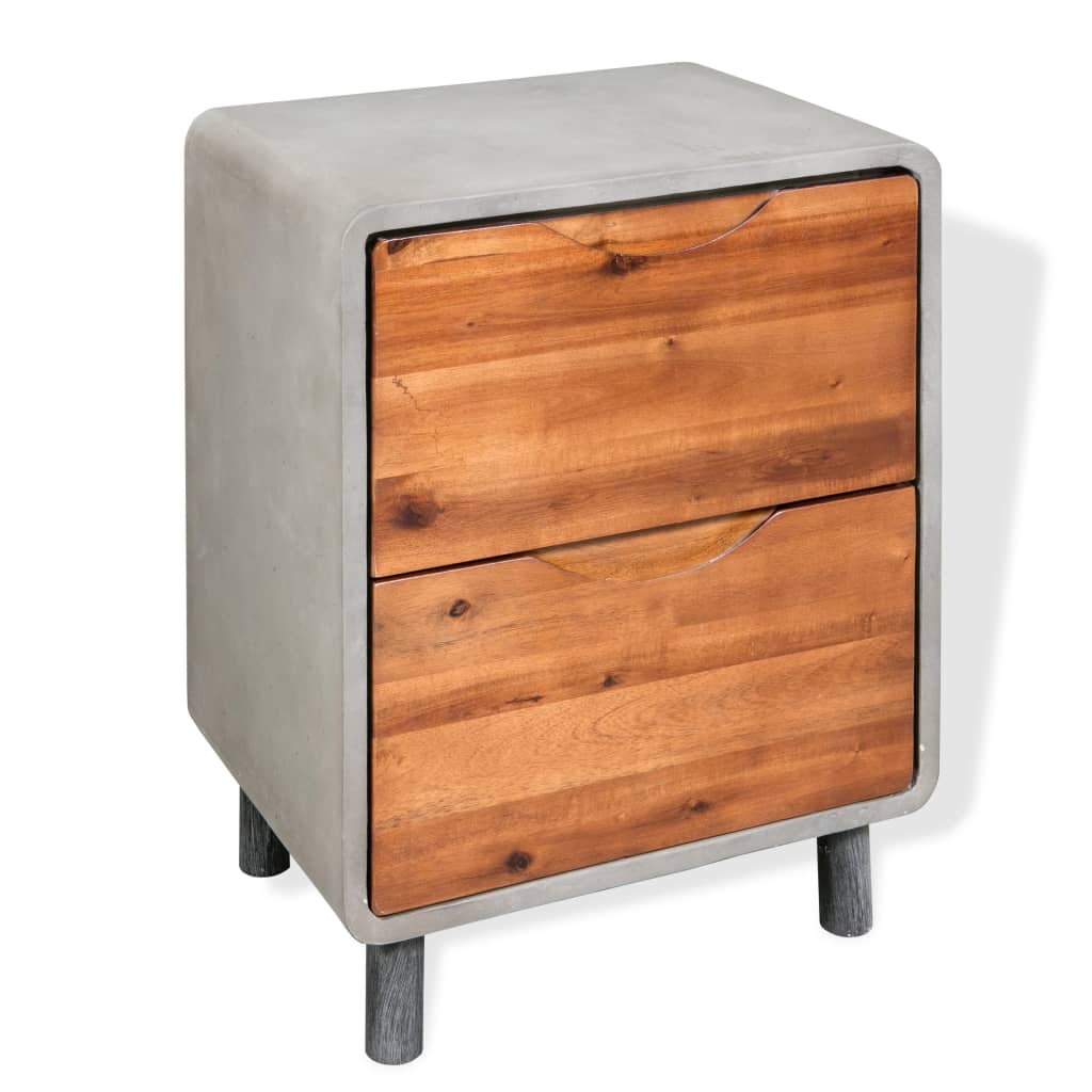 Bedside Table - ARDMORE Nightstand Oak and Grey 40cm